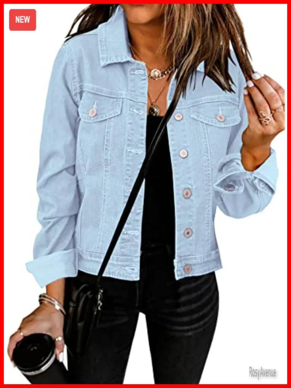Women's Basic Button Down Long Sleeve Stretchy Jean Trucker Denim Jacket